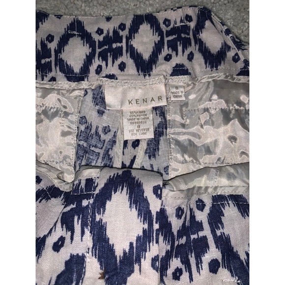 NWT Kenar Linen Blue & Cream Boho Shorts Size 8 - Picture 4 of 5
